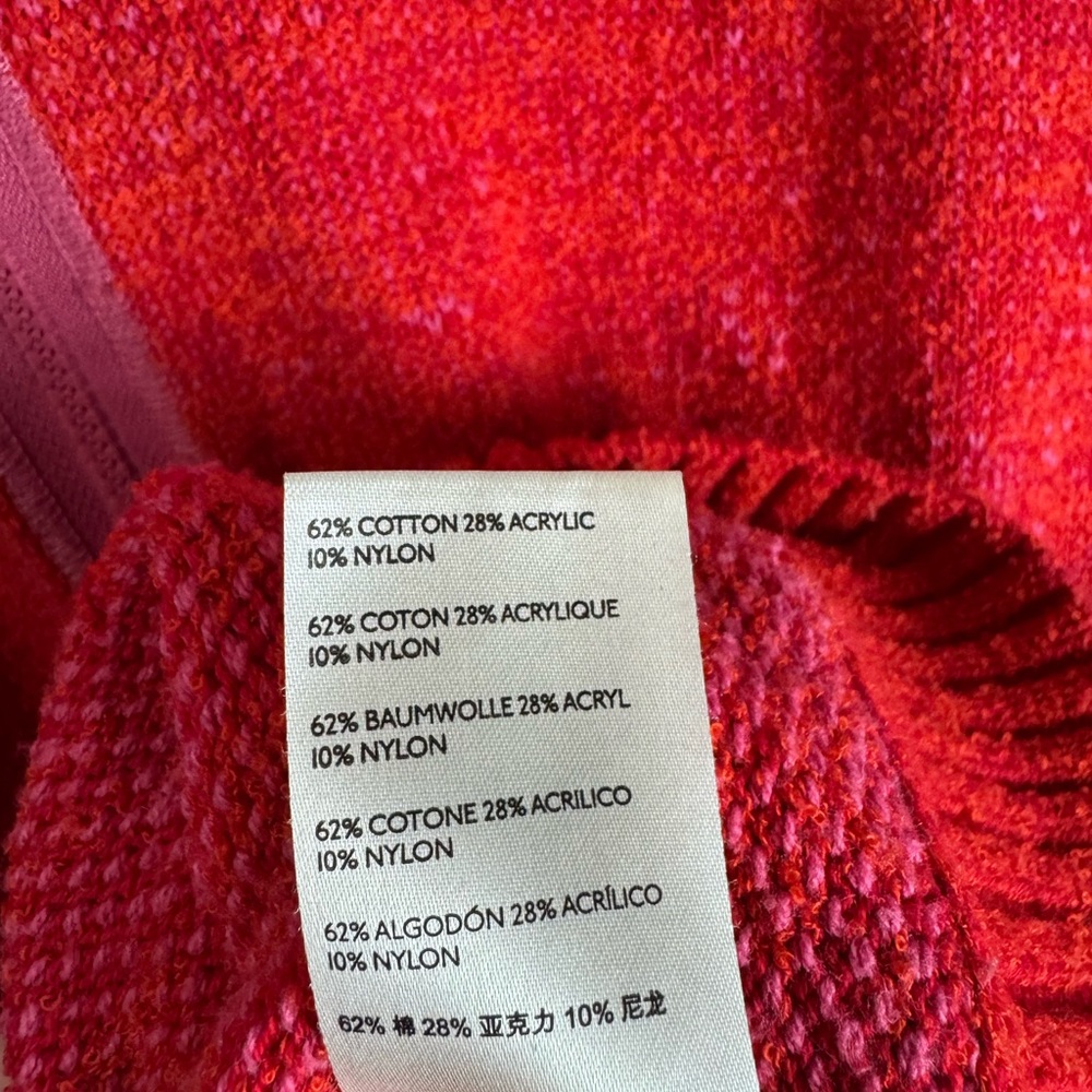 Free People Knit Zip Up Hoodie Red Pink Marled Size Medium - Picture 7 of 9